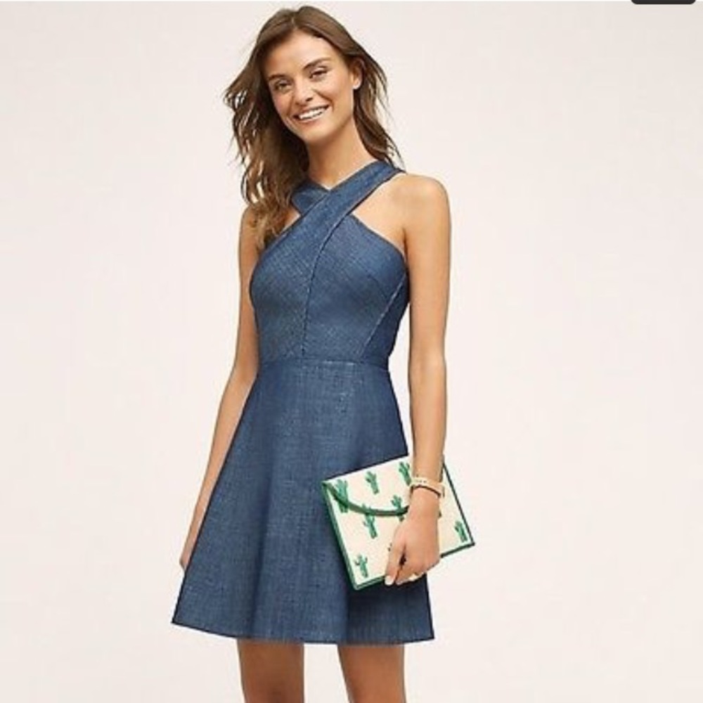 Anthropologie Denim Front-Twist Dress